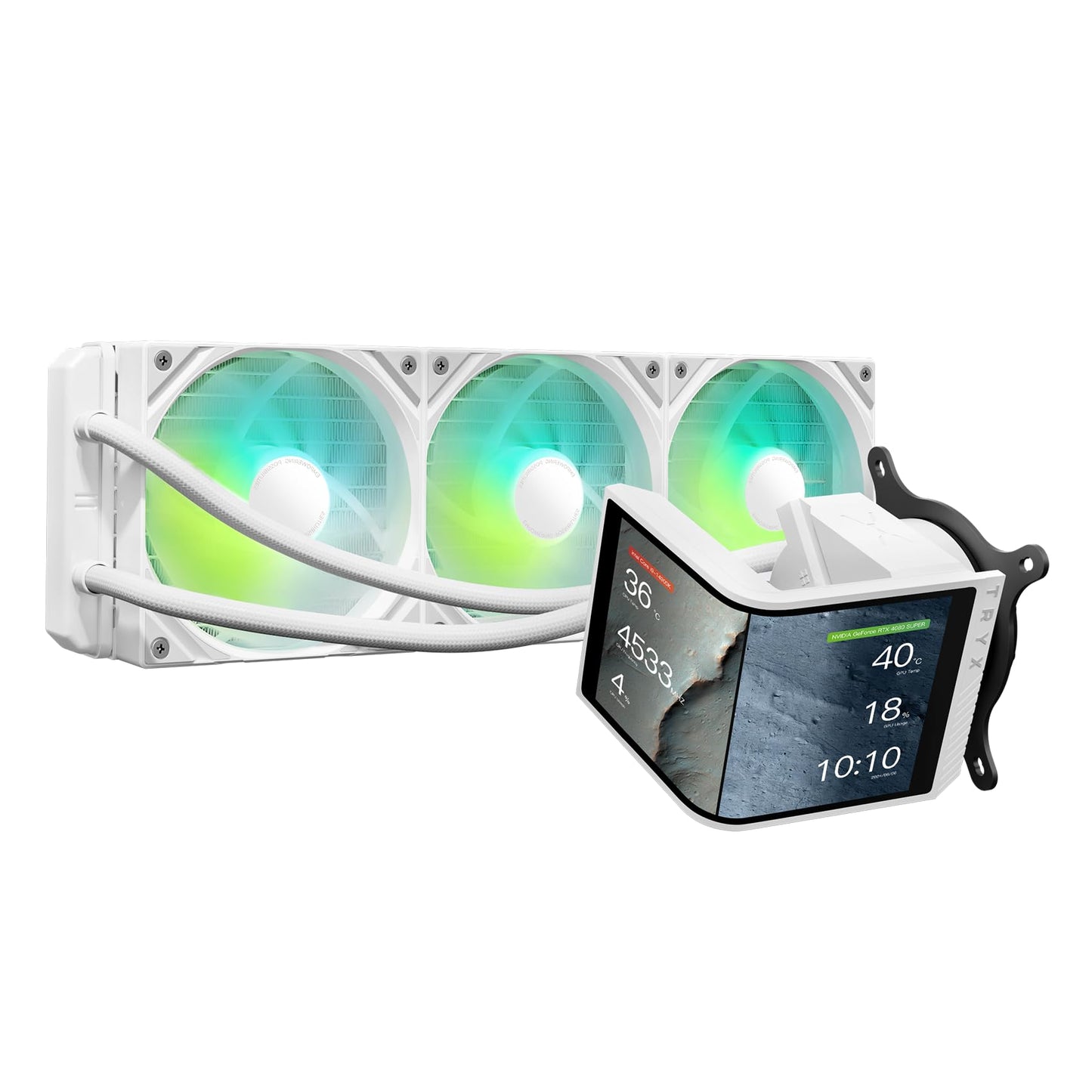 TRYX PANORAMA SE 360 ARGB White 360mm AIO Rotatable 6.67 AMOLED Curved Screen 3D Anamorphic Effect Customizable AIO Cooler 360mm White Asetek Adela 280w TDP Intel LGA 1851/1700/1200/115X AMD AM5/AM4 -Like New