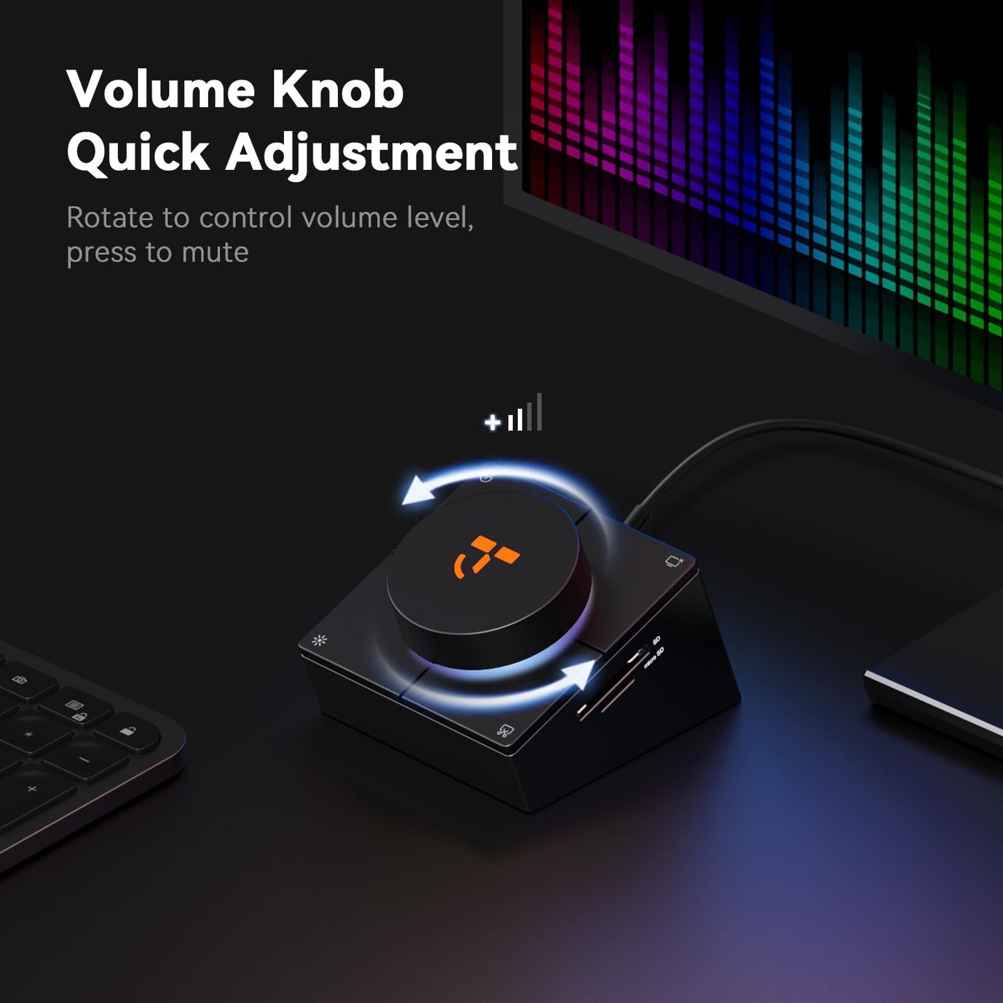 Tobenone 10-In-1 Shortcut-Key Docking Station With 4 Shortcut Button And Volume Knob, Usb C Dock With 4K@60Hz Hdmi, 100W Pd, 3 U