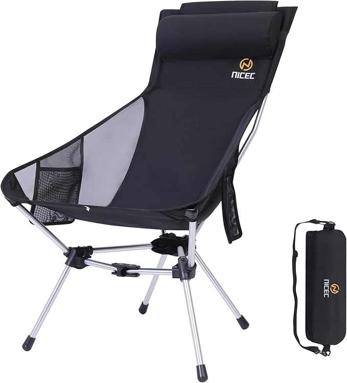 Nice C Ultralight High Back Folding Camping Chair, Backpacking Chair, Compact & Heavy Duty Outdoor, Travel, Picnic, Festiv...