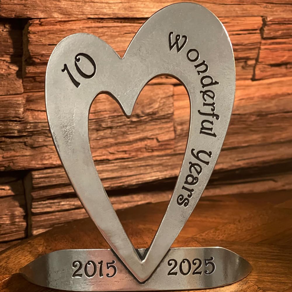 English Pewter Company 10th Tenth Tin Ten Year Wedding Anniversary Heart Keepsake Gift Personalised with Your Years [ANN100]