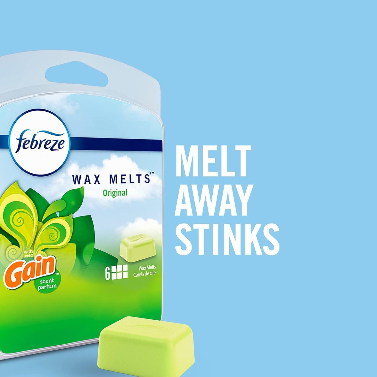 Febreze Wax Melts, Wax Melt Warmer Cubes, Wax Warmer Cubes, Gain Original Scent, 6 packs, 6 cubes each, Air Freshener