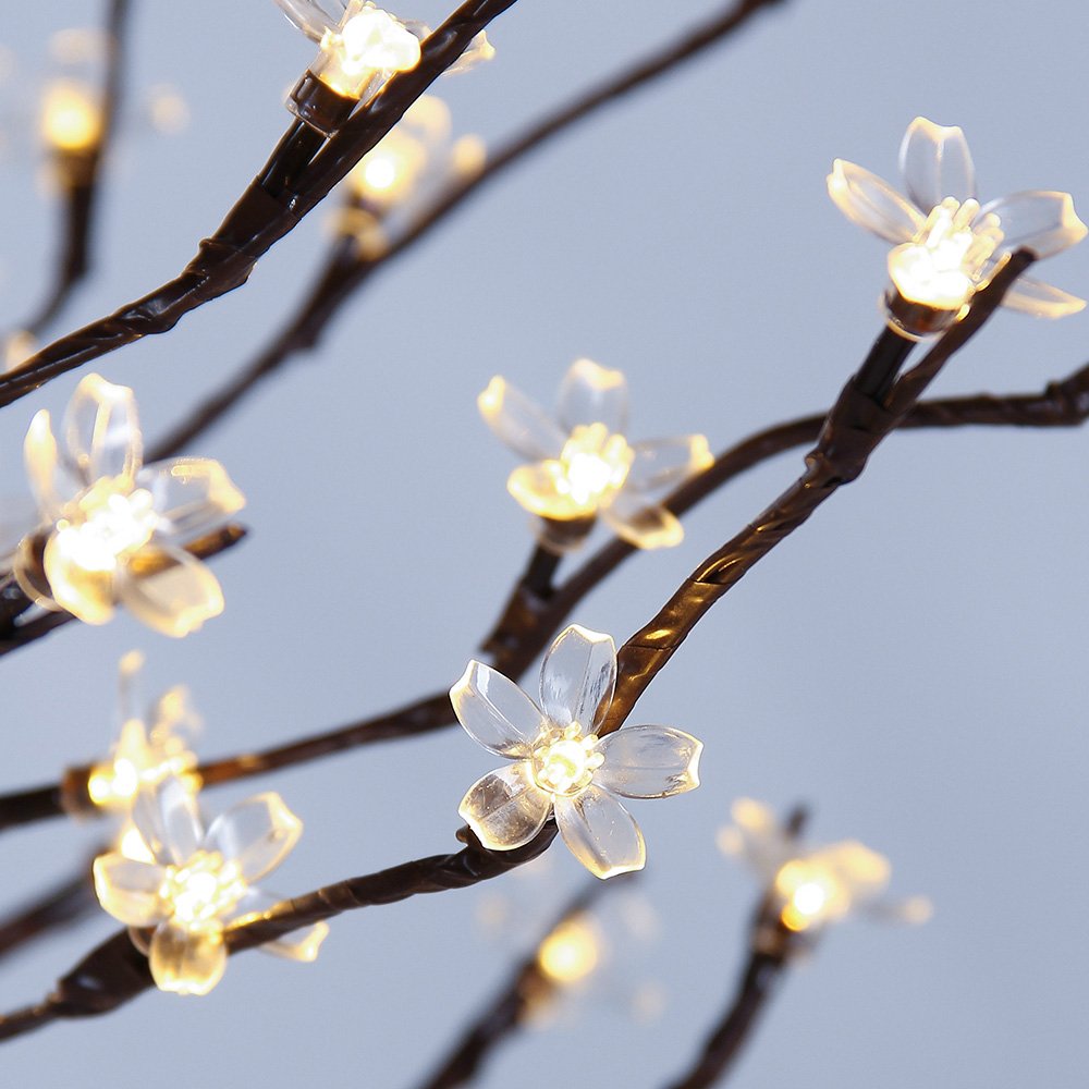 Lightshare Cherry Blossom Tree 5FT 128 LED Lighted Tree for Decoration Inside and Outside, Home Patio Wedding Festival Christmas Decor, Warm White
