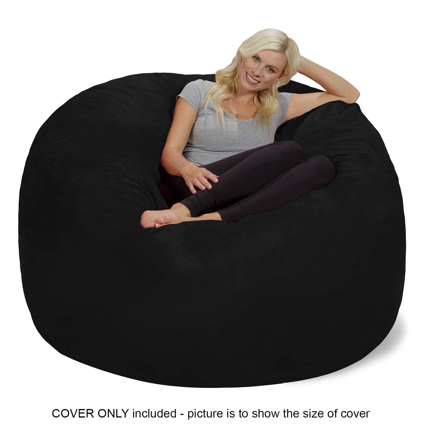 Chill Sack Bean Bag Chair Cover, 6-feet, Microsuede - Black
