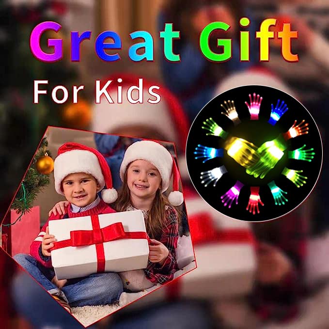 COLEDRE Kids Toys 12 Colors LED Gloves Cool Toys Gifts for Age 5-7 8-12 Years Old Boys Girls Stocking Stuffers Kids Teens ...