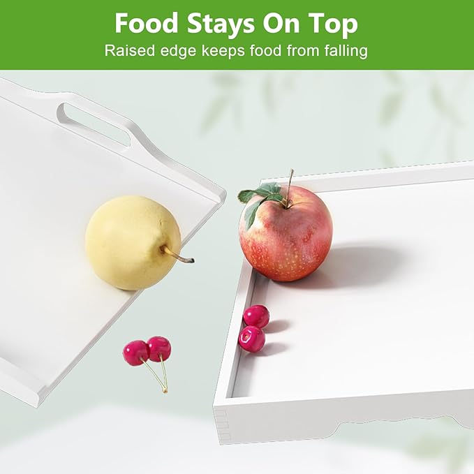 Youpehom Bed Tray Table with Folding Legs,Bamboo Breakfast in Bed for TV Table,Tray,Eating,Snack Tray,Laptop Computer (White, Large)