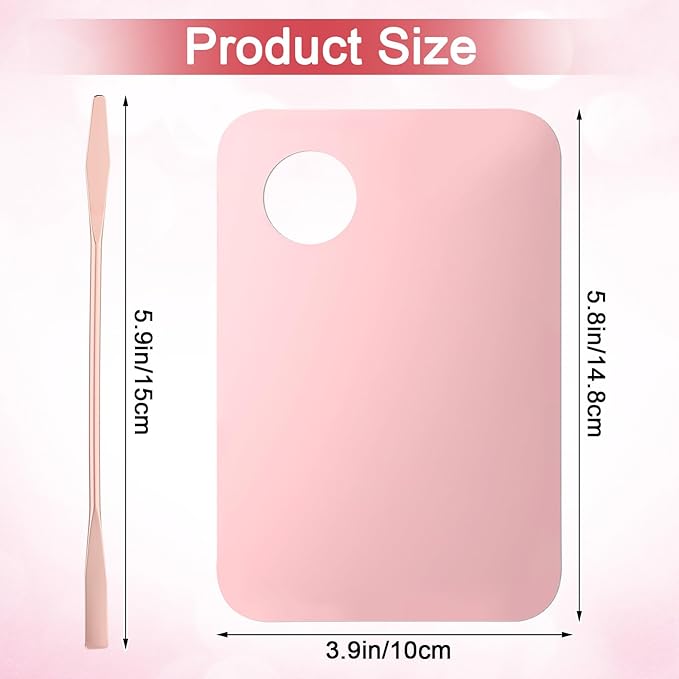 Makeup Mixing Palette Set, 6Pcs Makeup Palette Tray and Foundation Spatula, Nail Pallet for Nail Art, Foundation Mixing Palettes for Eye Shadow Lipsticks Beauty Salon (Pink, Gold, Transparent)