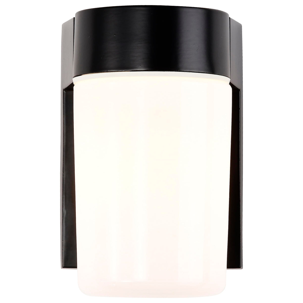 Nuvo Lighting SF77/137 Utility Fixture Die Cast Aluminum Durable Outdoor Wall Mount Porch and Patio Light with White Glass Cylinder, Black