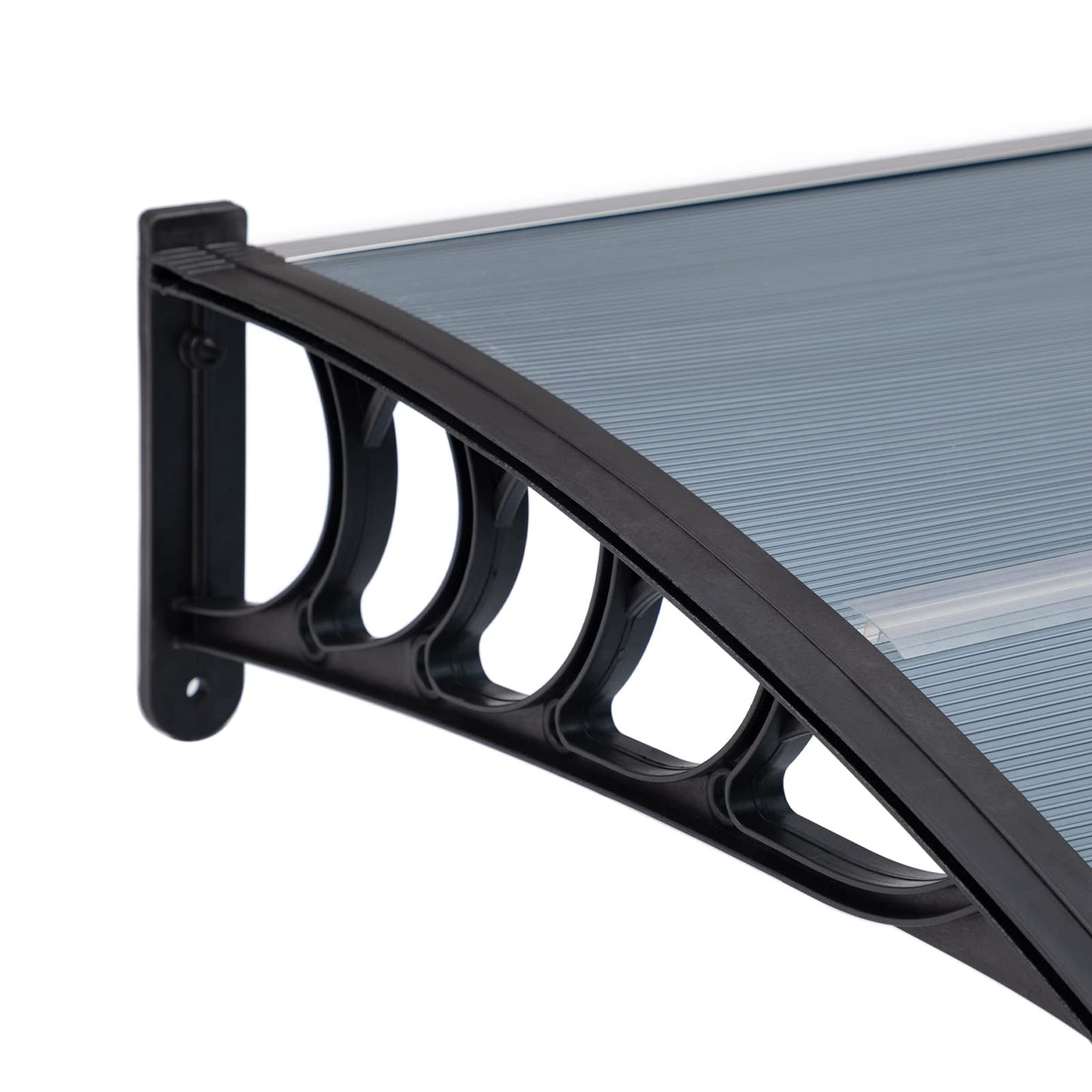 MATICO 58.5" Outdoor Clear Door Awning Patio Window Cover Polycarbonate Rain & Snow Protection, Modern Hollow Sheet with UV Protection Cover, Window Door Awning Canopy,Smoke Gray/Black-Edge