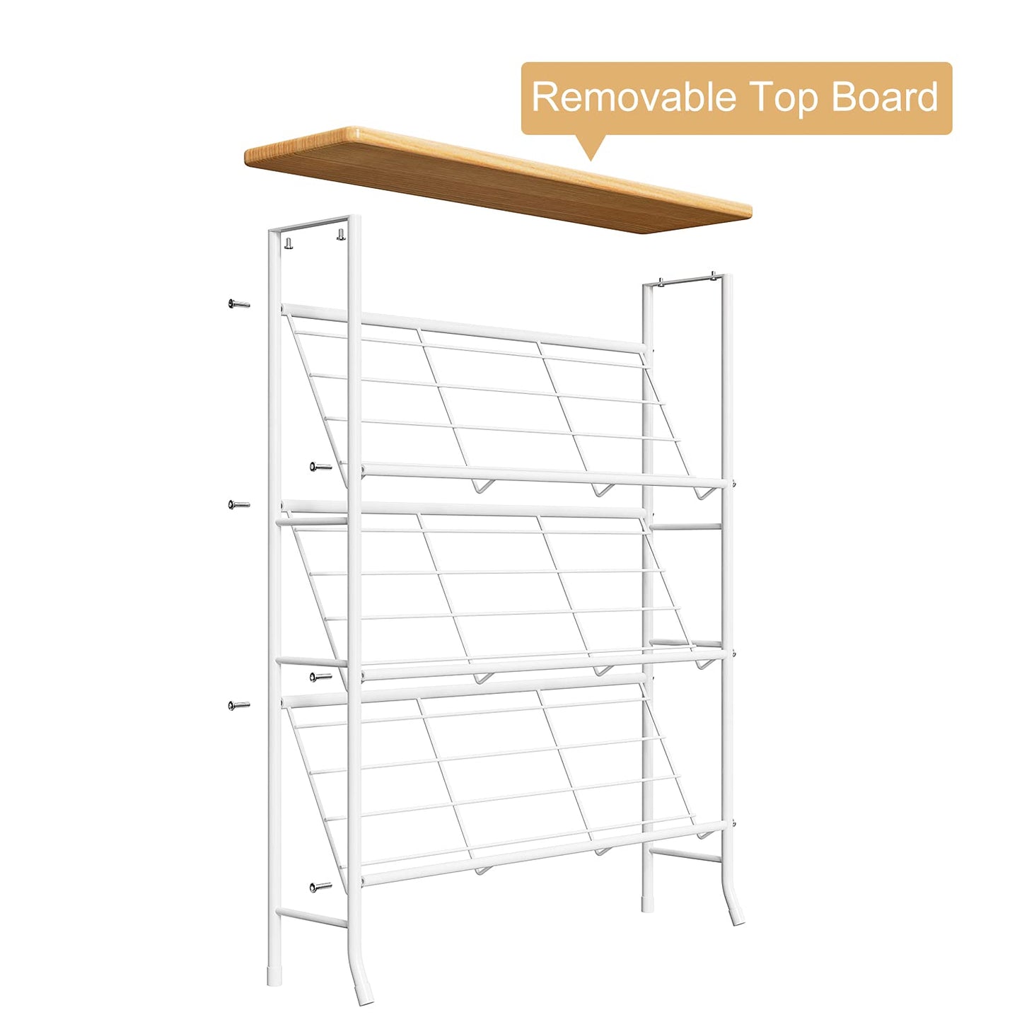 JZM Shoe Rack Storage, Narrow 4 Tier Metal Shoe Storage Shelf, Free Standing Shoe Racks, Space Saving Shoe Rack Organizer for Entryway, Hallway, Bedroom, Living Room(12-16 Pair)