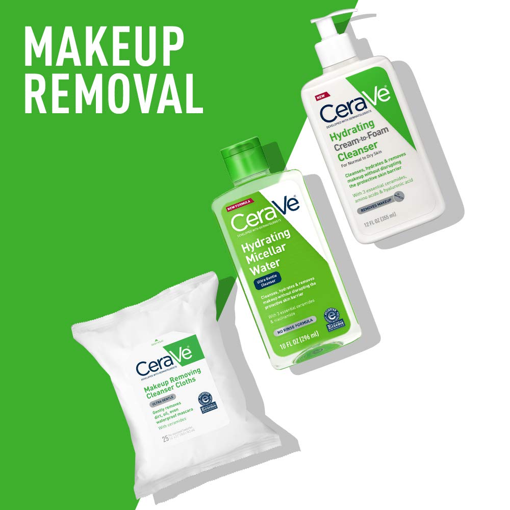 CeraVe Makeup Removing Cleanser Cloths | Makeup Wipes to Remove Dirt, Oil, & Waterproof Eye & Face Makeup | Fragrance Free | 25