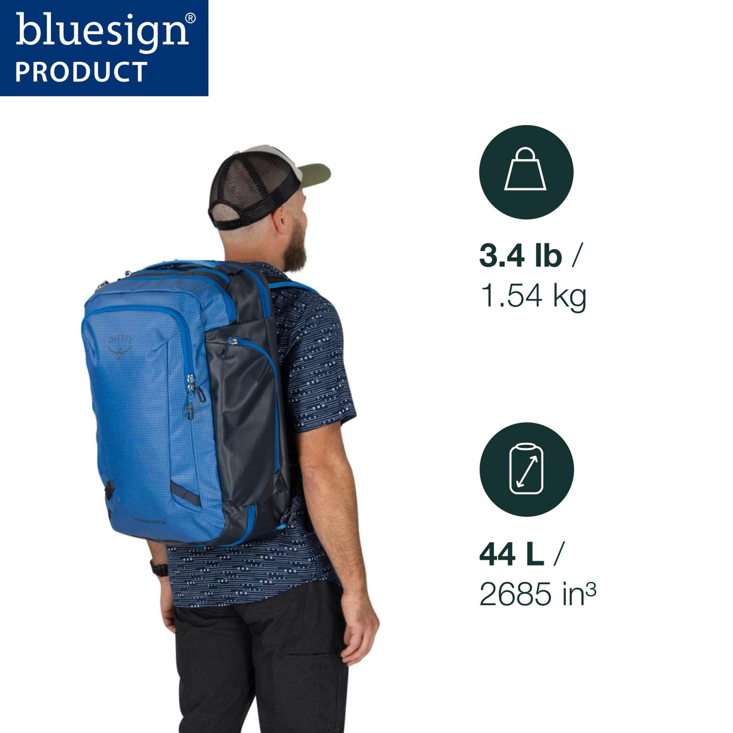 Osprey Transporter 44L Travel Pack, Raven Black