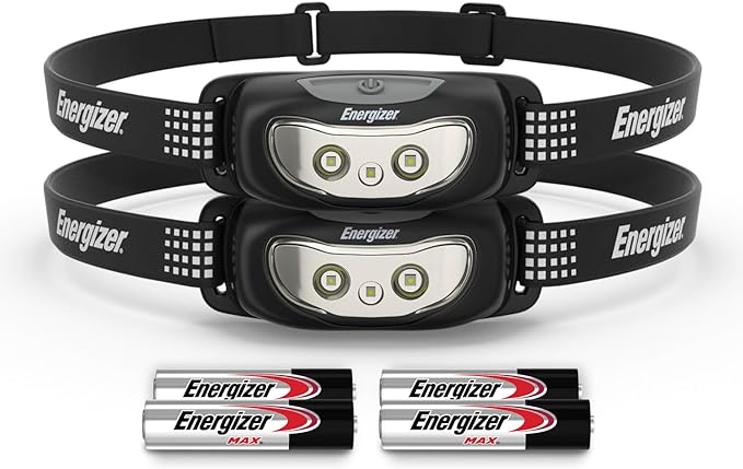 Energizer Universal+ LED Headlamp (2-Pack), Bright Head Lamp for Outdoors, Camping and Emergency Light, IPX4 Water Resista...