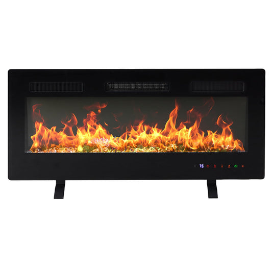 DUMOS 42" Freestanding Electric Fireplace, 1500W/750W Wall Mounted or Recessed Insert Fireplaces Heater with Remote Control,13 Adjustable Flame Color, 12H Timer, Touch Screen, Inky