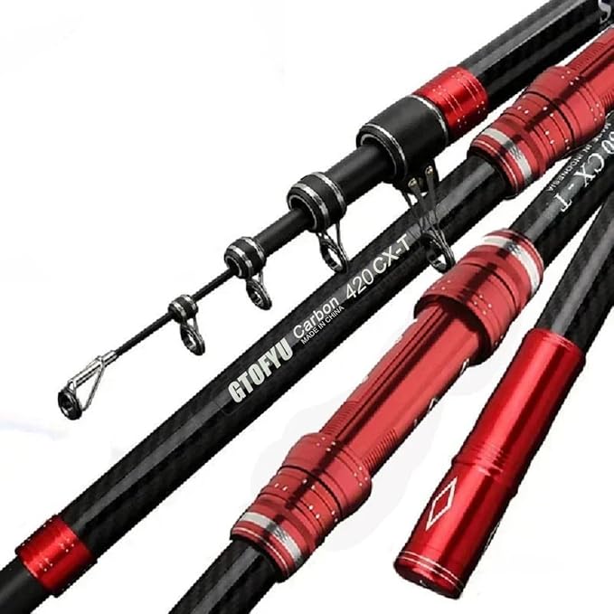 GTOFYU Telescopic Fishing Rod, Carbon Fiber Travel Surf Rod, Spinning Power Lure 2-9Oz, 20-50LB，Medium-Heavy Throwing Surf...