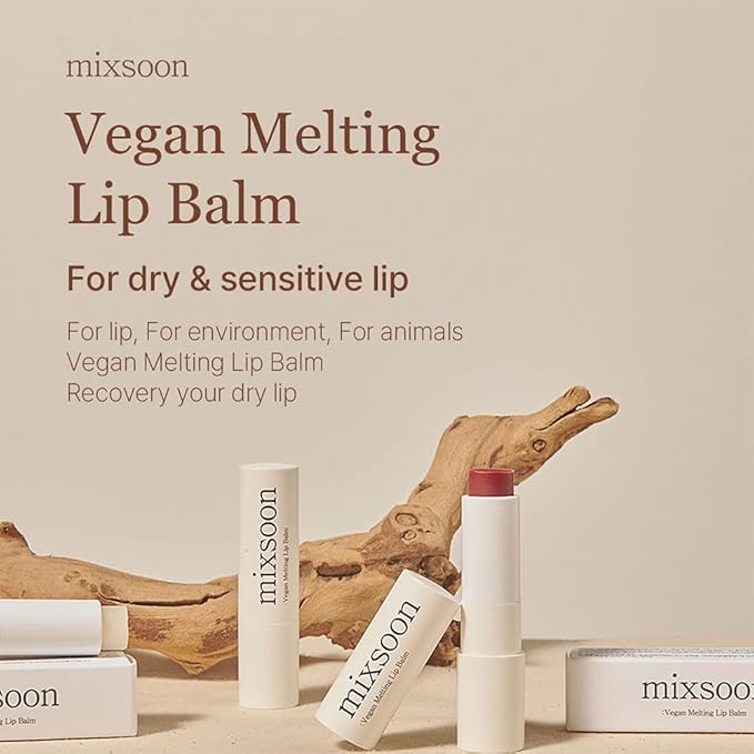 mixsoon Vegan Melting Lip Balm (Clear) - Moisturizing and Softening Lip Care, Shea Butter, Transparent Finish for Smooth Hydrated Lips 4.1g / 0.13 fl. oz. Korean Glass Skin Care