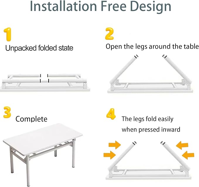 Mrsanmu Small Folding Desk No Assembly,39.4 Inch Folding Computer Desk Small Foldable Table for Home Office.