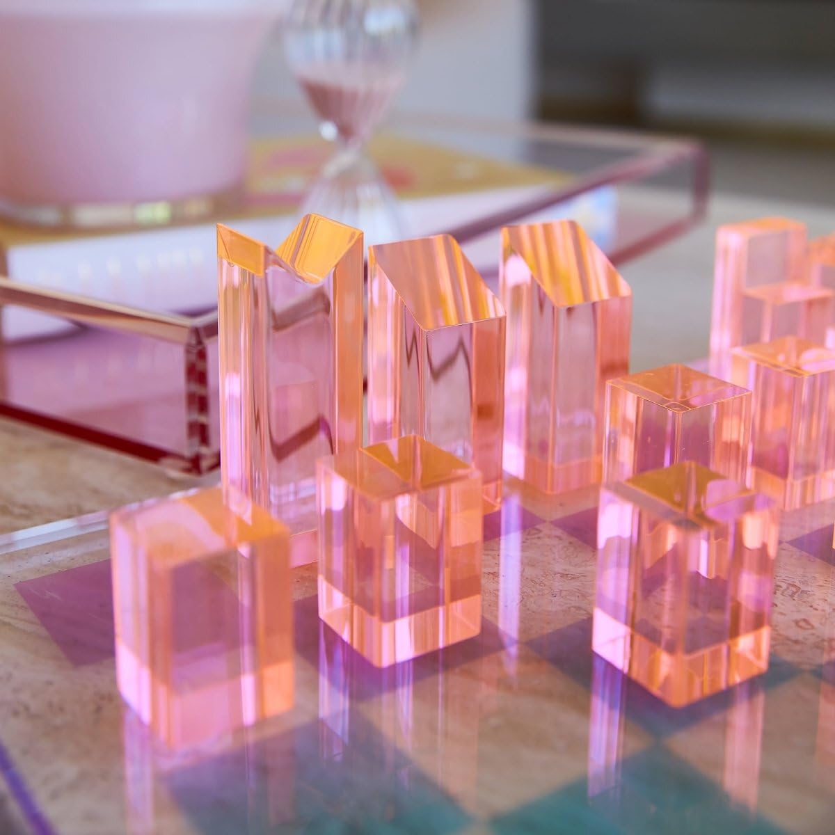 Lucite Chess & Checkers | Ombre Sherbert