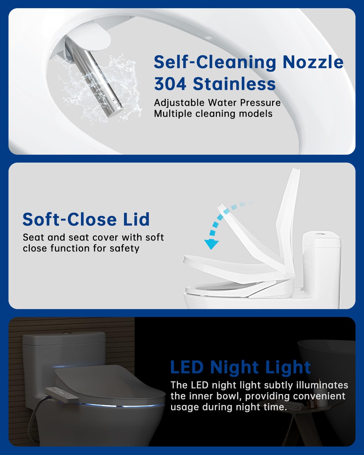 PUKANIUM Heated Smart Toilet Seat with Feminine Wash & Dryer, Elongated Bidet with Adjustable Water Temperature, Pressure & Nozzle Position, Easy Installation & Soft-Close Lid for Modern Bathrooms