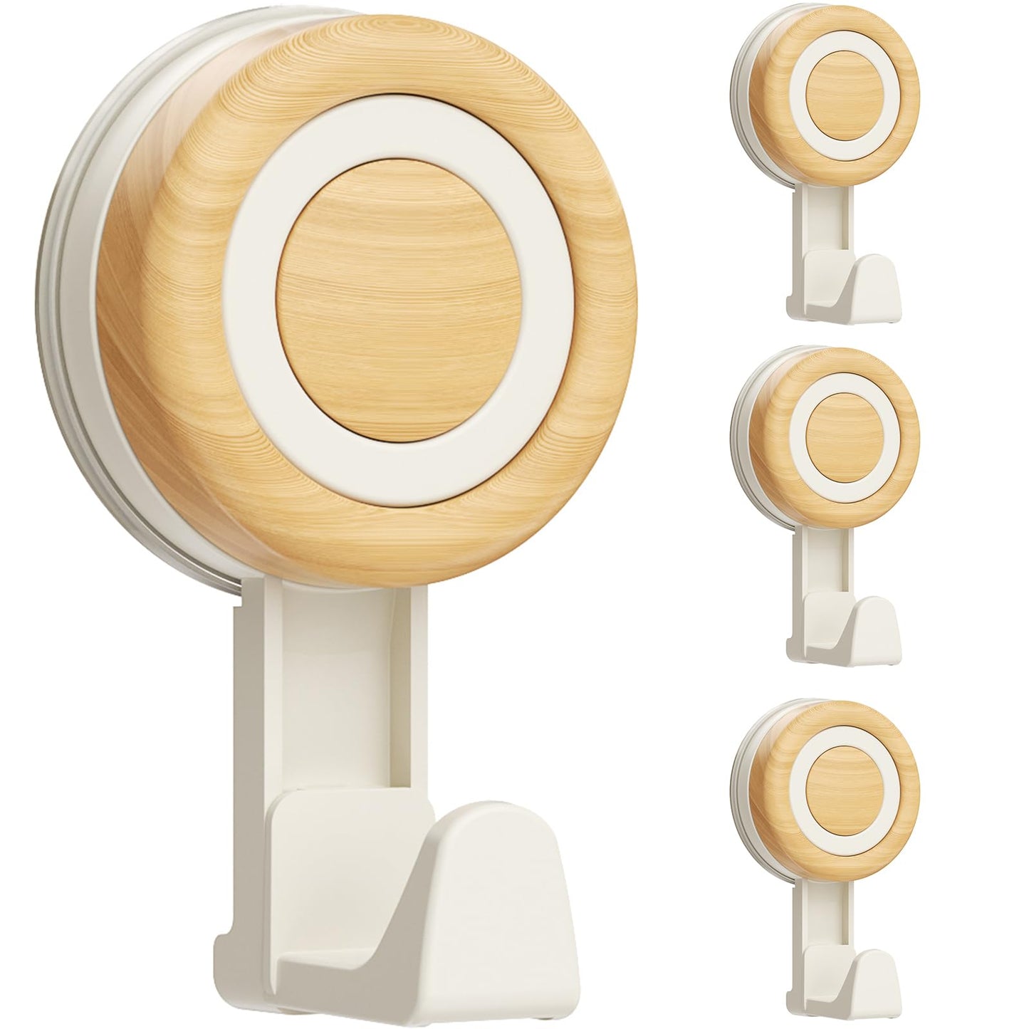 Cinola Suction Cup Hooks 4 Packs, Suction Shower Hooks Wall Waterproof, No Drill Towel Hooks for Bathrooms, Kitchen, Glass, Door
