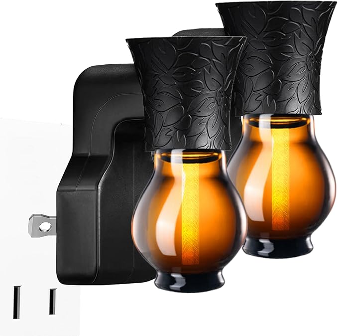 Plug in Oil Diffuser, 2 Packs Blank for DIY Air Freshener Make Unique Home Scent Aromatherapy, Work w/Essential Oil, EO+Water, Fragrance Refill for Plugins (2 Polarized Plug+2 Glass+2 Wick)
