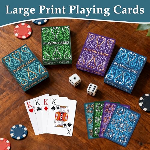 Playing Cards 12 Pack, Plastic Playing Cards Waterproof, Deck of Cards Bulk, Large Print Playing Card for Seniors Adults, ...