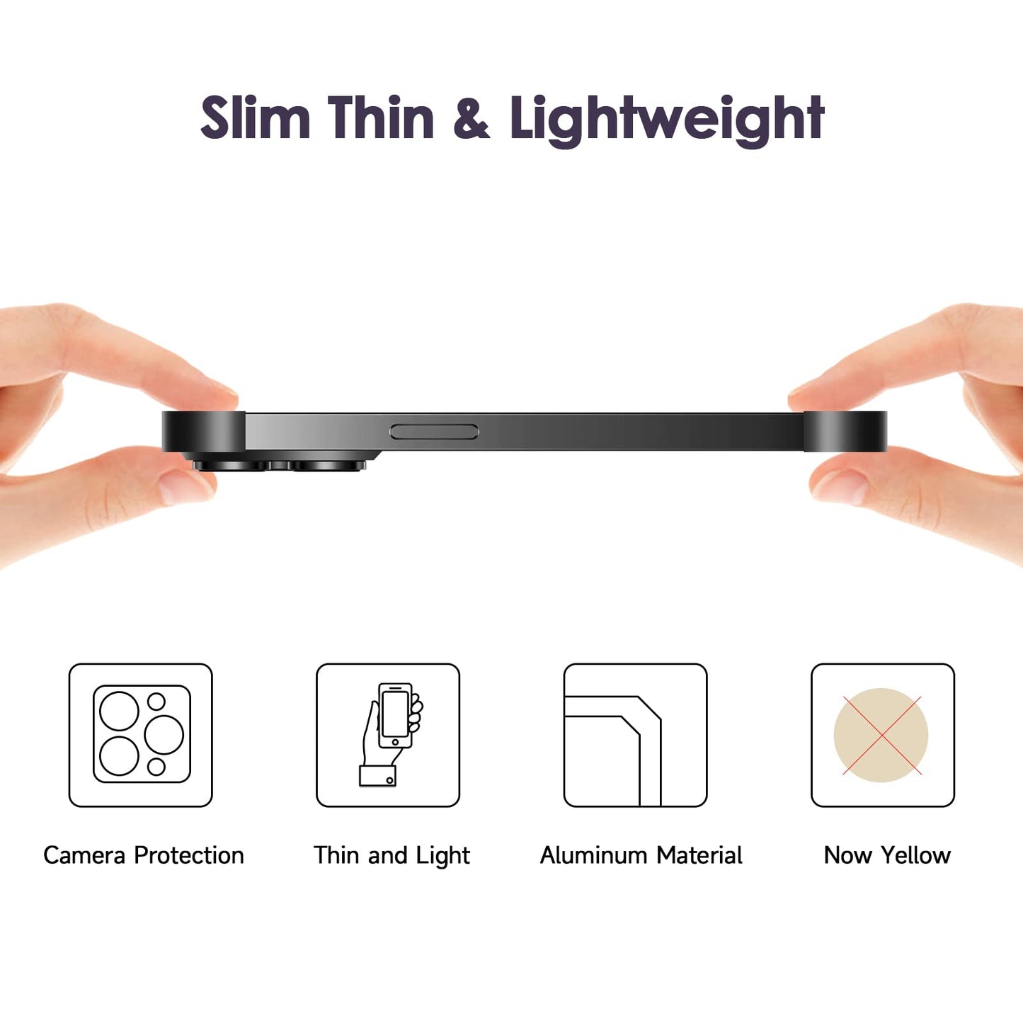 Losin Compatible With Iphone 15 Pro Max Case With Camera Lens Protector, Aluminum Metal Frameless, Borderless Design, Slim Thin