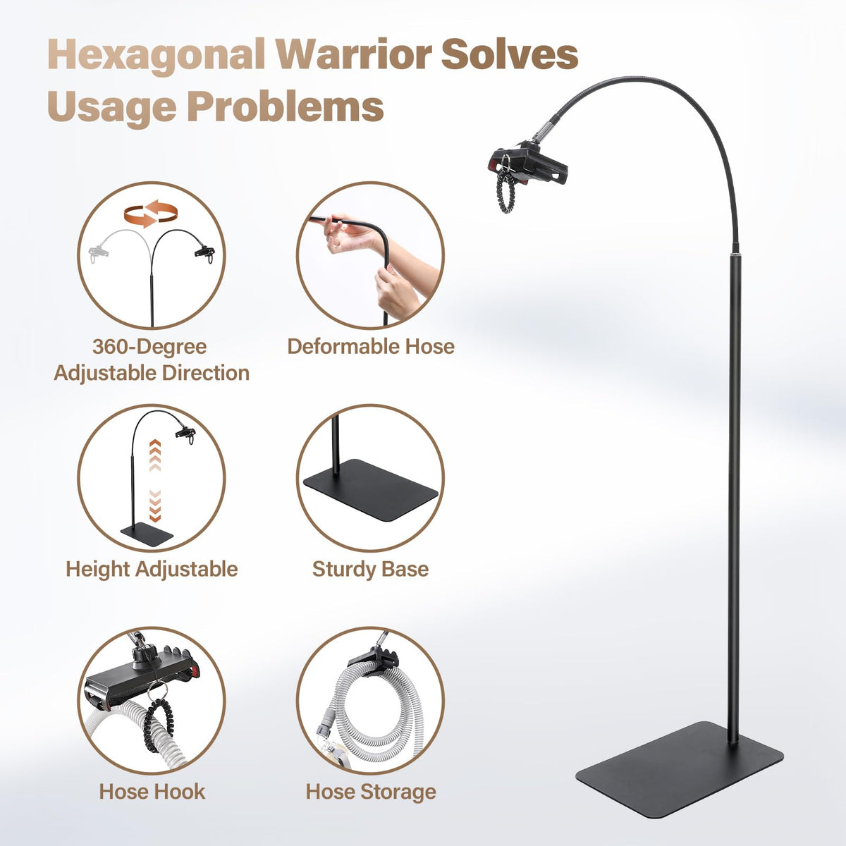 CPAP Hose Holder, CPAP Hose Lift with Adjustable Feature - CPAP Tube Organizer & CPAP Mask Hook in one, Sturdy&Convenience CPAP Accessory for CPAP Hose Support - Fit in Any Space