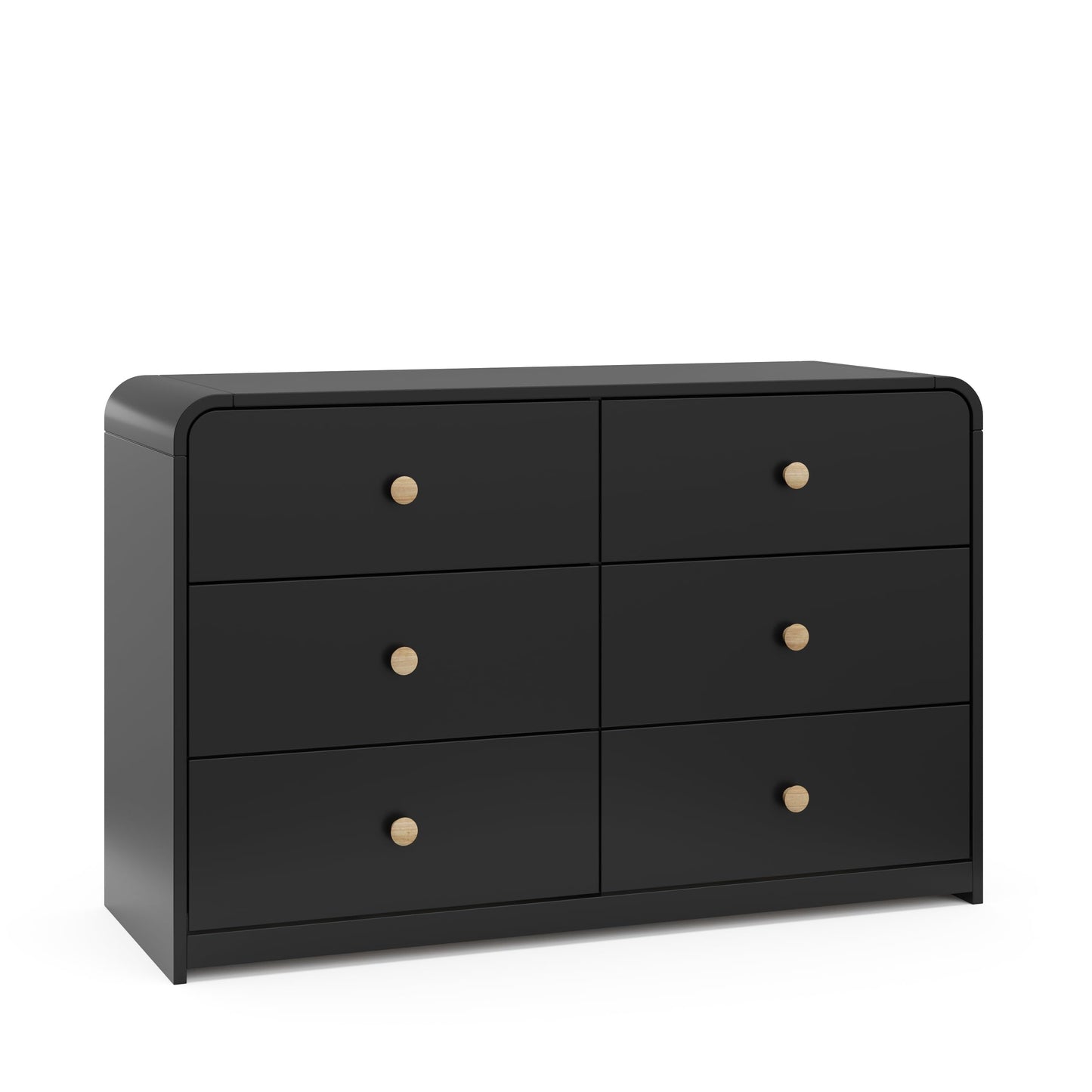 STORKCRAFT Santos 6 Drawer Bedroom Dresser (Black & Natural) – GREENGUARD Gold Certified Dresser for Kids Bedroom with Interlocking Drawer System
