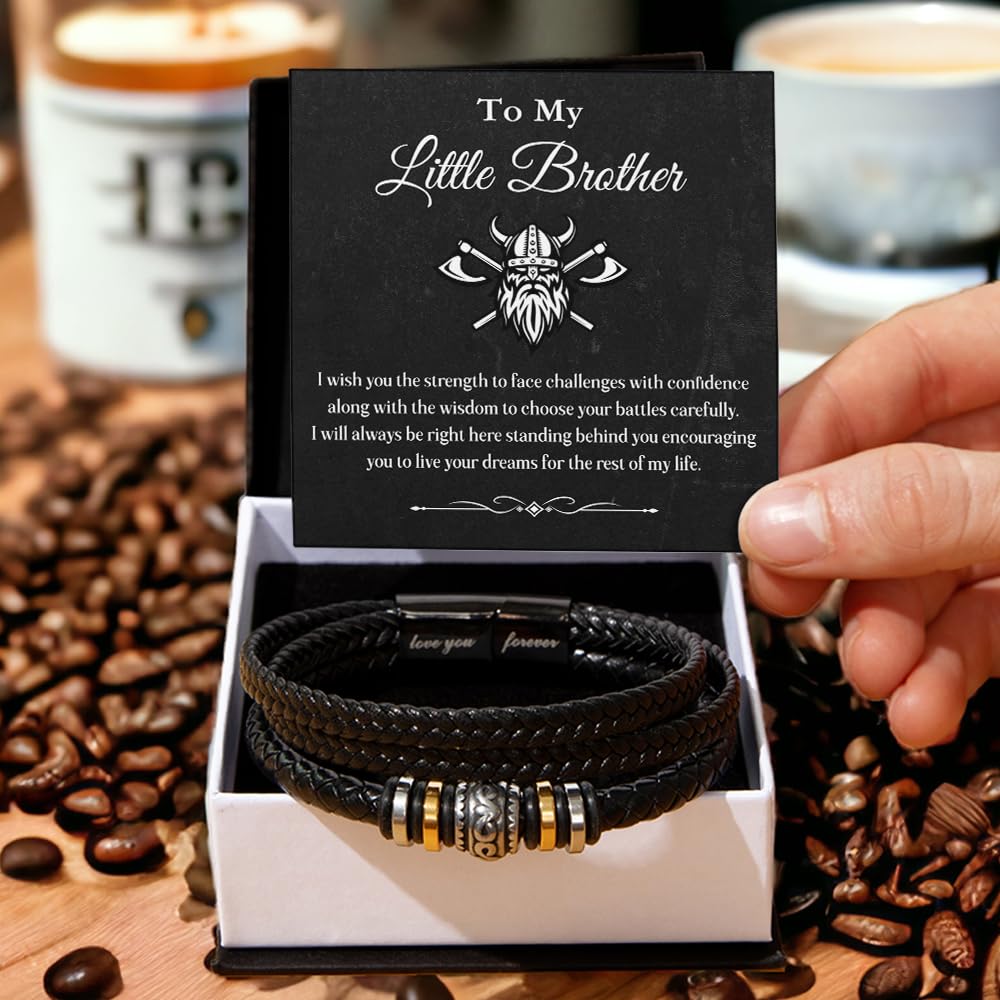 Xukaenus Brother Bracelet From Sister With Message Card And Gift Box, To My Brother Love You Forever Bracelets, Brothers Bracelets For Men, Meaningful Gifts For Him Birthday Christmas