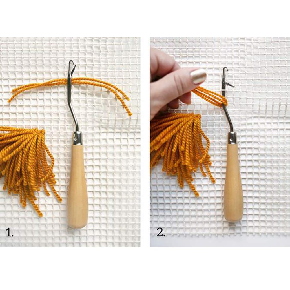 NX Garden 50x100cm Blank Rug Hooking Mesh and Bent Latch Crochet Hook with Wood Handle DIY Kit Tool for Tapestry Carpet Rug Making Embroidery Crafts Decor