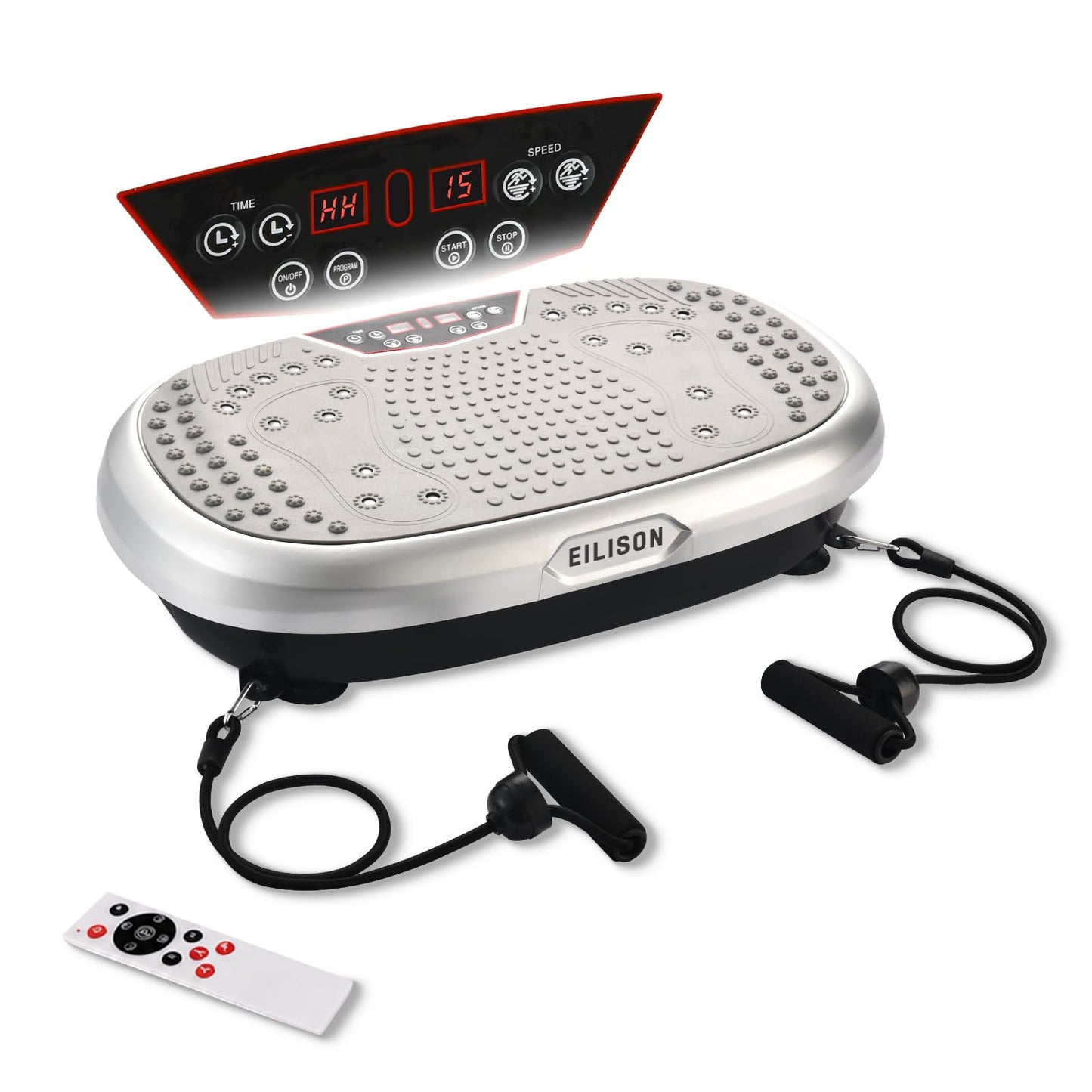EILISON FitMaxx 3D XL Vibration Plate Exercise Machine - Whole Body Workout Vibration Platform w/Loop Bands - Lymphatic Drainage Machine for Weight Loss, Shaping, Recovery (Fitpro Silver)