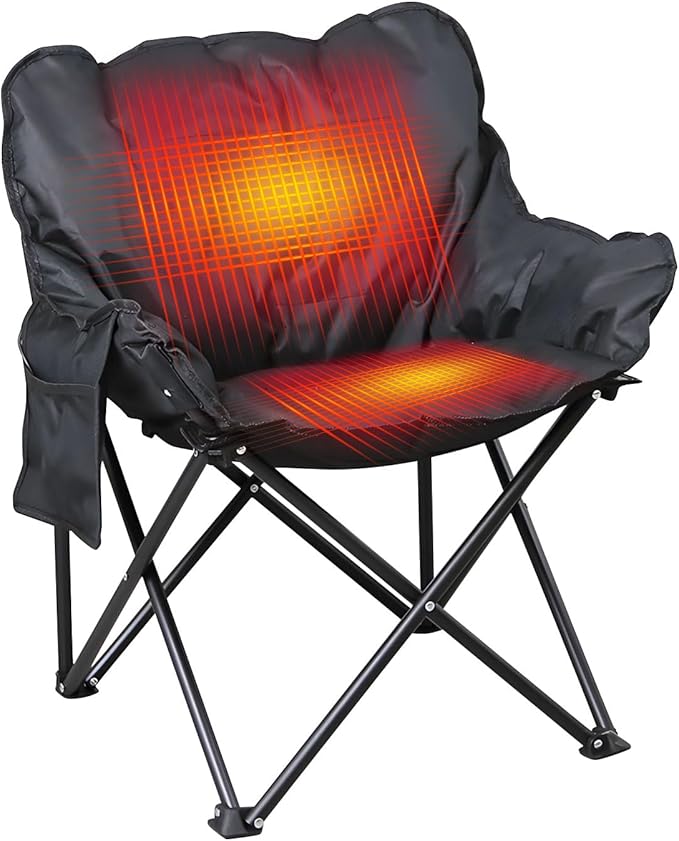Tuygn Bending Heating Camp Chair,3 Heat Settings Travel Friendly Strap Permanent Construction Outdoor Amusement Essential ...