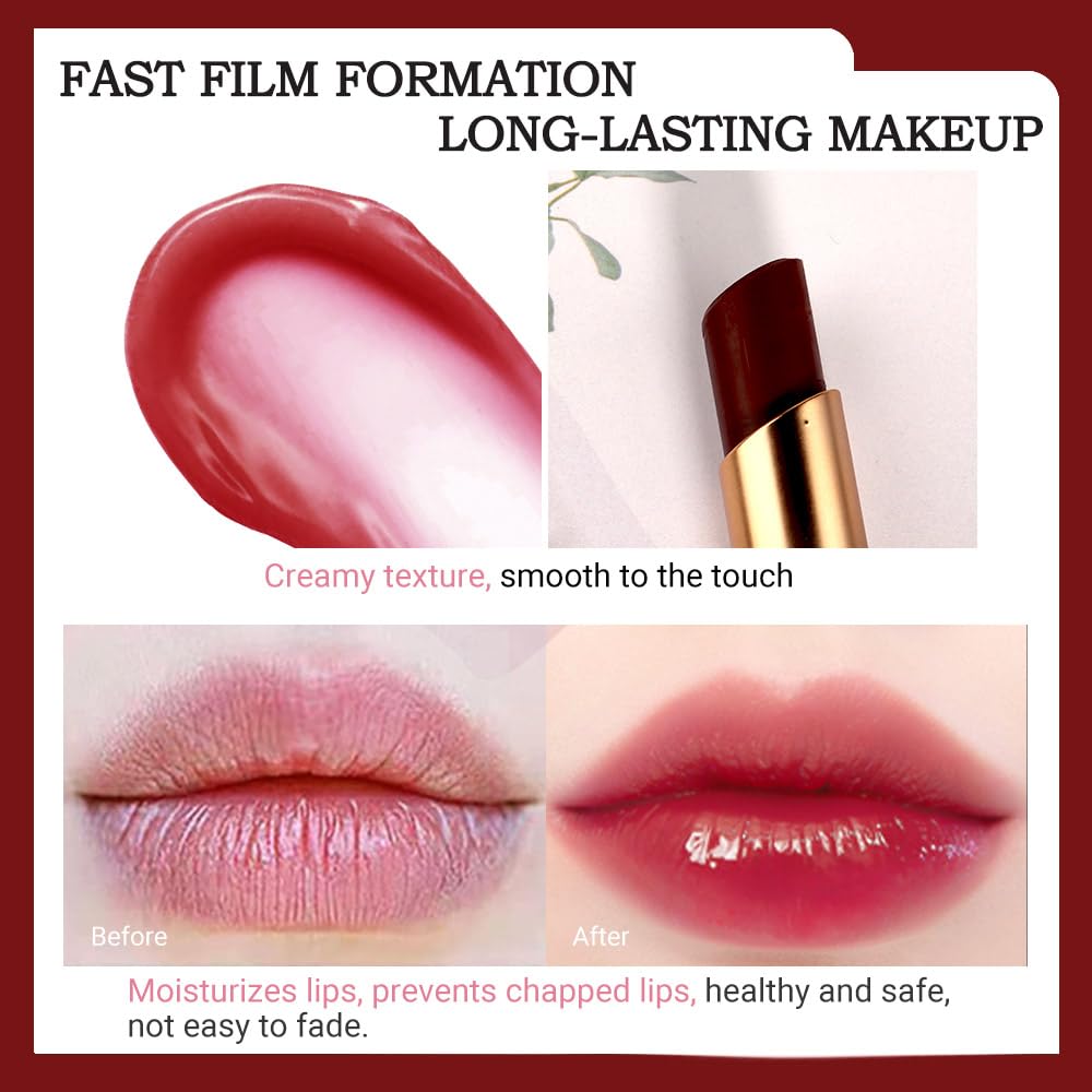 Kaely 2Pcs Hydrating Honey Lipstick Tinted Lip Balm, Black Red Cherry Color Changing PH Lipstick Makeup, Korean Magic Lip Stain