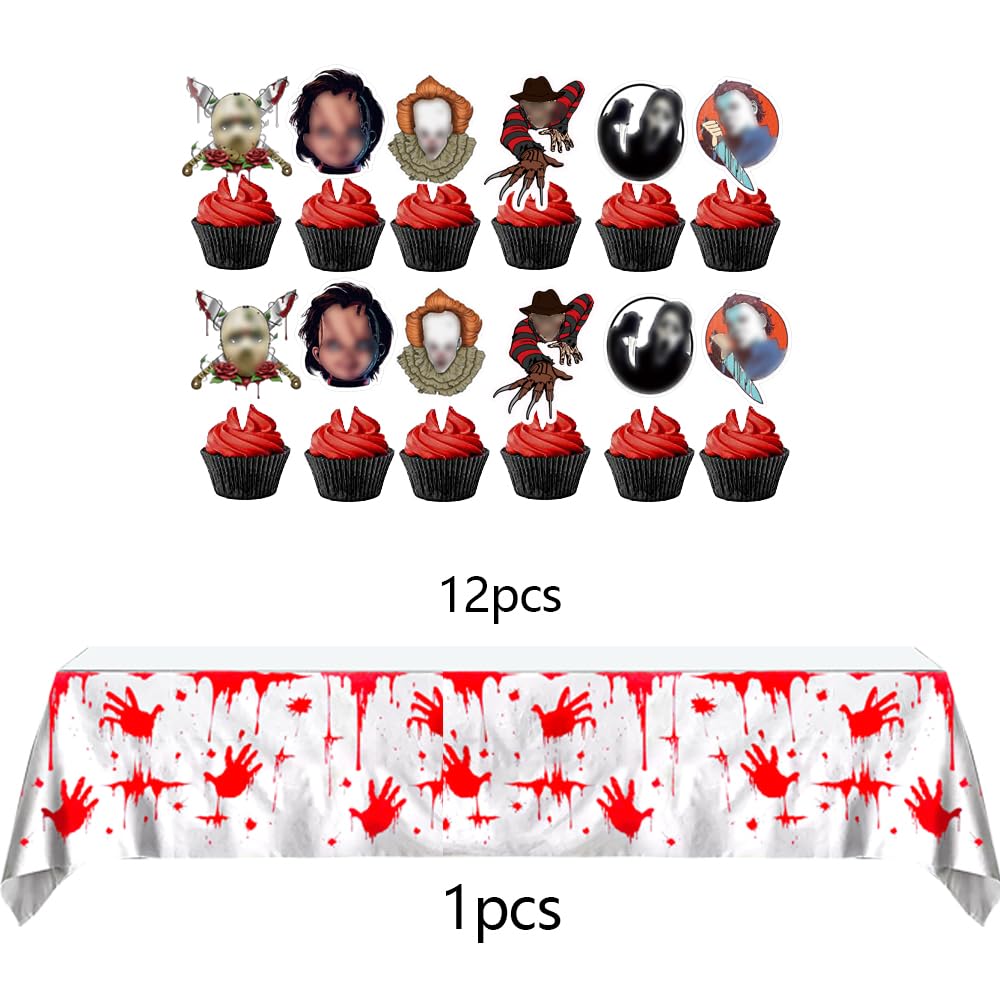 Have a Killer Birthday Party Decorations Bloody Birthday Banner Tablecloth Cake Topper Balloons for Halloween Horro Birthday Party Supplies
