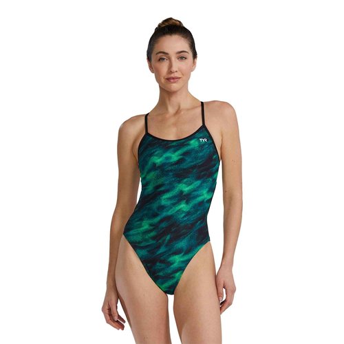 TYR Durafast Elite Trinityfit One-Piece Swimsuit for Women - Athletic Training and Competition Swimwear Designed for Long-Lasting Durability - Chlorine-Proof - Green/Soren, 38