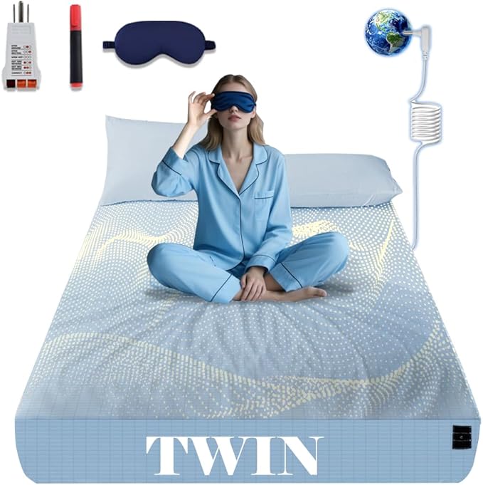 NAGS® Grounding Sheets,Grounding Bedding Sheet, Soft Cotton with Pure Silver Fitted Grounded Sheet for Improved Sleep,Pain Relief (Sky Blue, Twin,39 * 75 * 13.5inch)