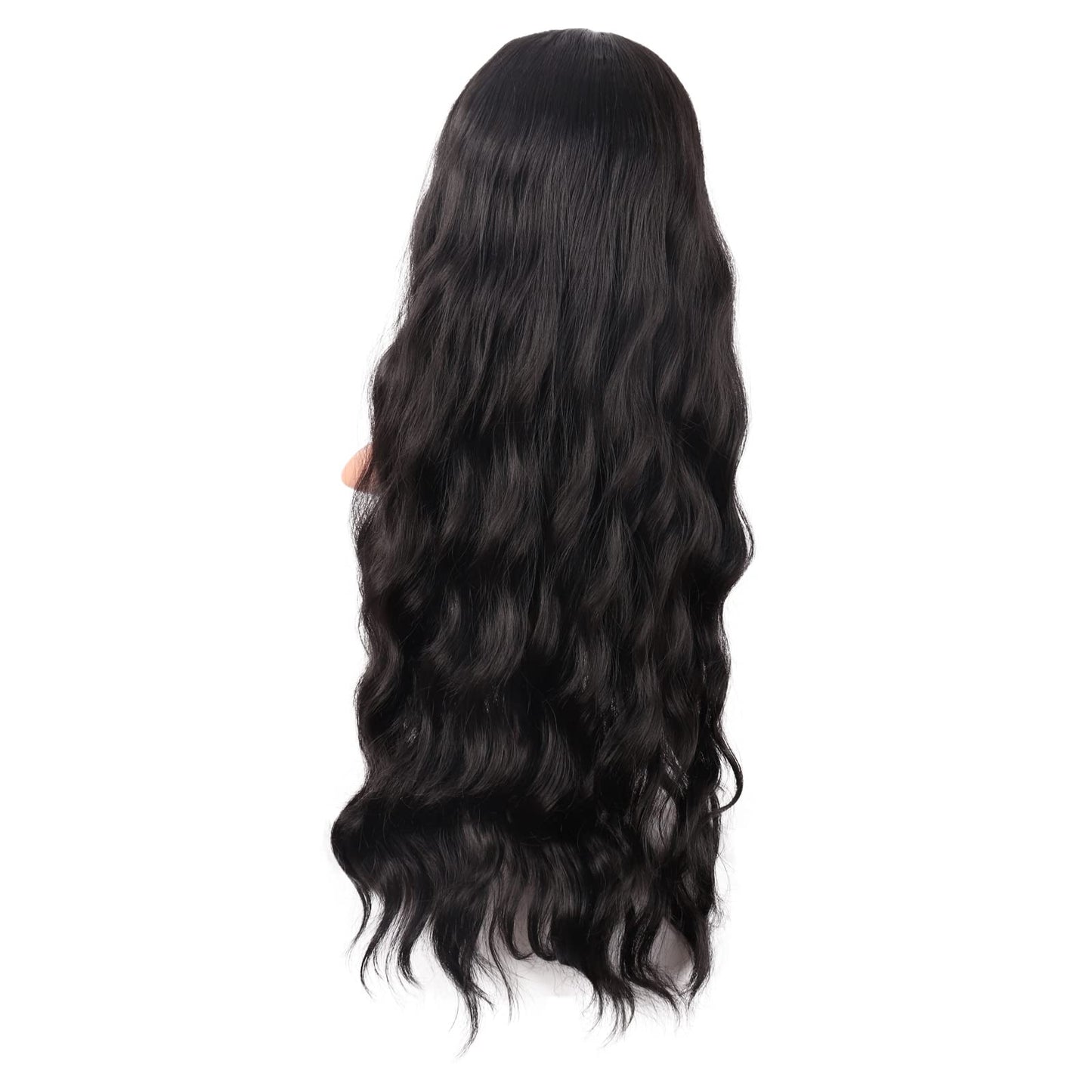 MapofBeauty 28 Inch/70 cm Long Wavy Middle Part with No Bangs Synthetic Fiber Curly Fashion Women Party Cosplay Wig (Dark Brown)