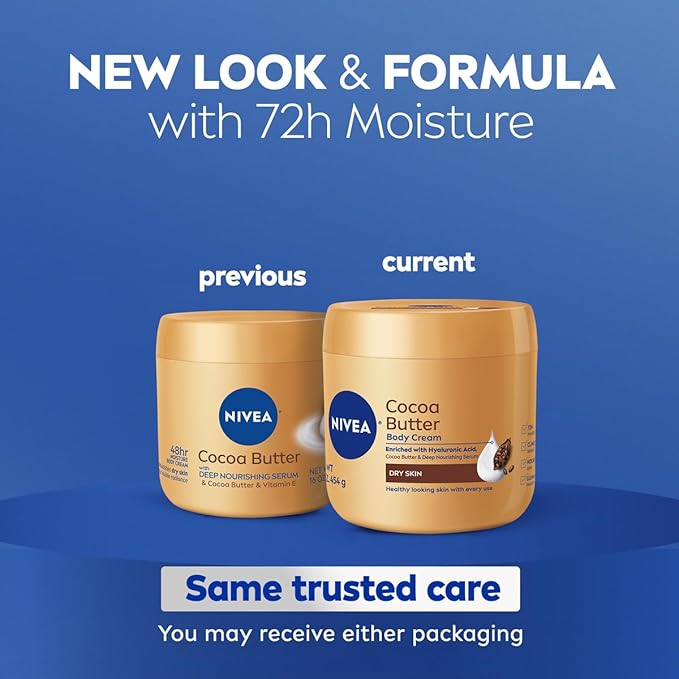 NIVEA Cocoa Butter Body Cream with Deep Nourishing Serum, Holiday Gifts for Women, 16 Oz