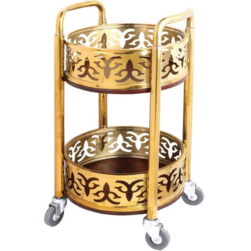 Portable Mobile Double Armrest Drink Cart, Bar Cart with Wheels High-end Restaurant Luxury Style Serving Cart, Housewarming Gift(Gold)