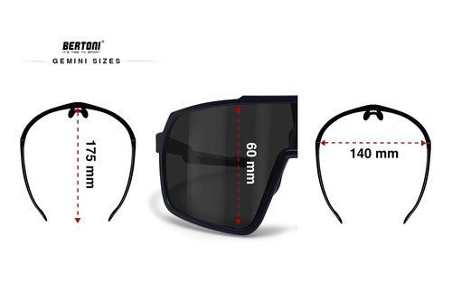 Bertoni Sport Cycling MTB Running Sunglasses for Men Women in TR90 Wide Antifog Lens mod. GEMINI (Matt Black/Shiny Black – Silver Mirror Lens)