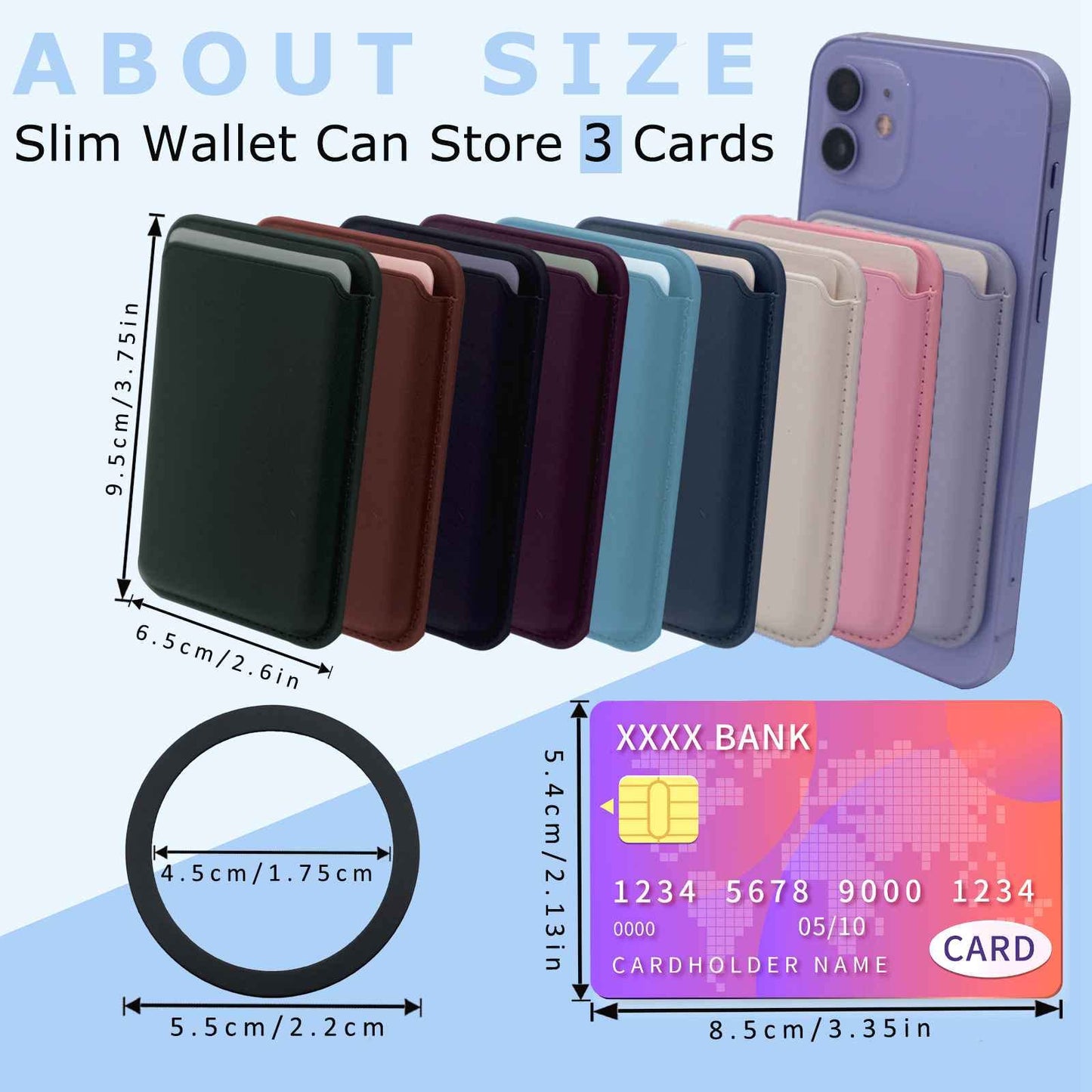 Meroqeel Magnetic Card Wallet Holder With Ring For Magsafe Iphone 14/13 / 12 Mini Plus And Pro Max Series, Leather Mag Safe Cell