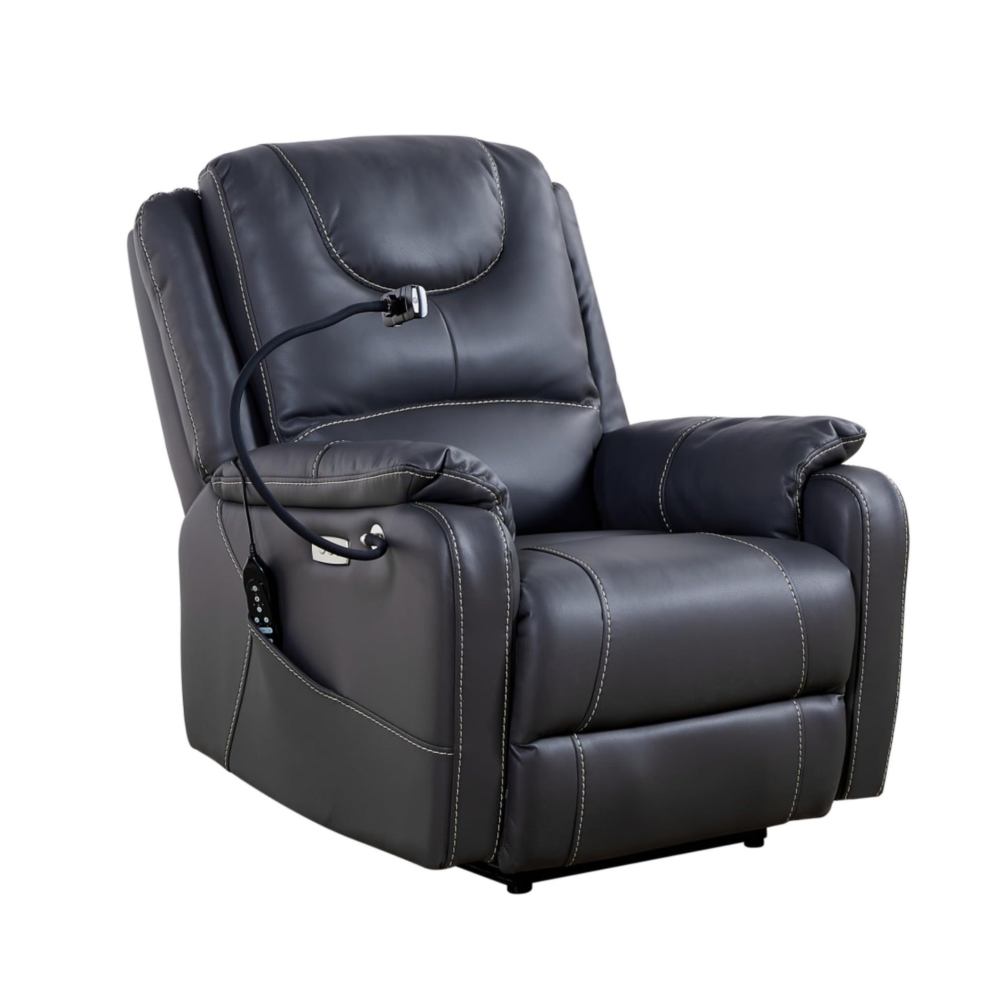 KEIKI Zero Gravity Power Recliner, Electric Recliner with Heat, Massage, Side Pockets, USB Charge Ports, OKIN Motor, Phone Holder for Living Room, Black