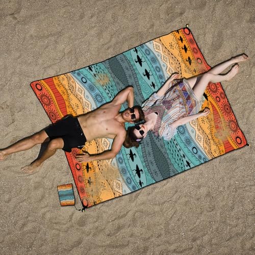 TNLG Beach Blanket Waterproof Sandproof Beach Mat, Extra Large 86.6‘’×70.8‘’, Portable Foldable, Quick Drying Outdoor Picn...