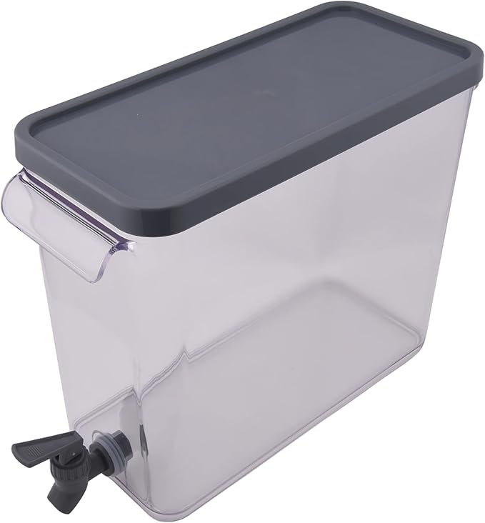 CNEIESD 2-Gallon Slim Acrylic Fridge Beverage Dispenser | Gray Glossy Design | BPA-Free for Indoor/Outdoor Use