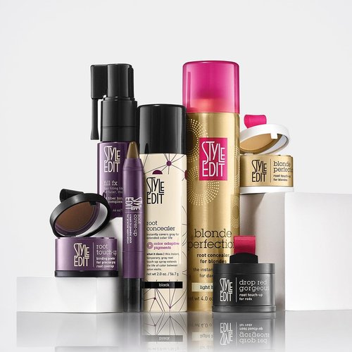 Style Edit Root Concealer Spray and Root Touch Up powder, to Cover Up Roots and Grays, Dark Brown Hair Color.