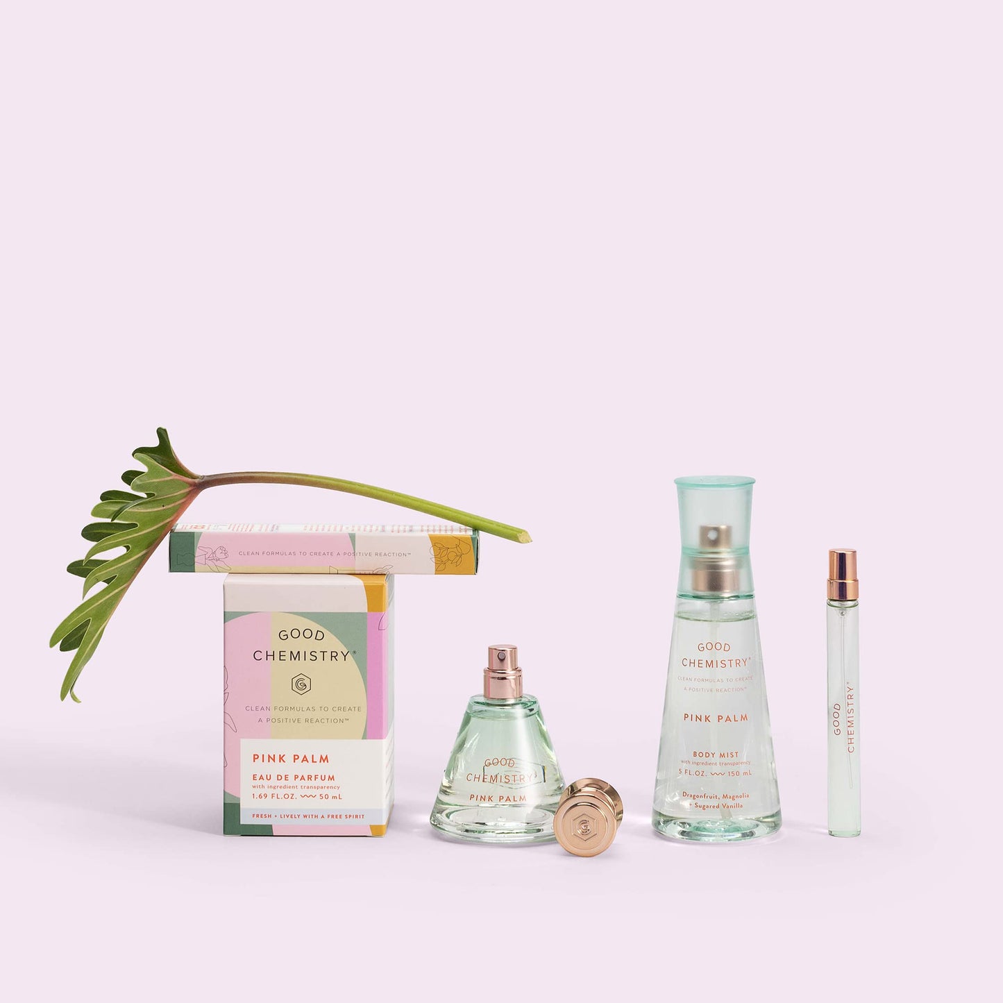 Good Chemistry Pink Palm Travel Spray 0.33 fl oz - Long-Lasting On-the-Go Perfume with Dragon Fruit, Magnolia, & Sugared Vanilla - Fresh, Clean & Vegan
