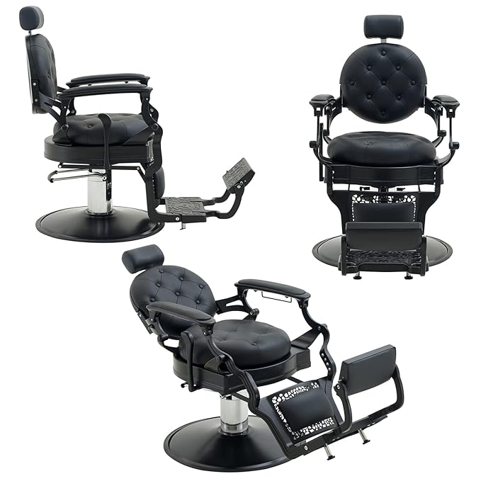 Barber Chair Hair Salon Chair,Heavy Duty 700 LBS, for Hair Stylist Barber Beauty Tattoo Massage(Black Round)