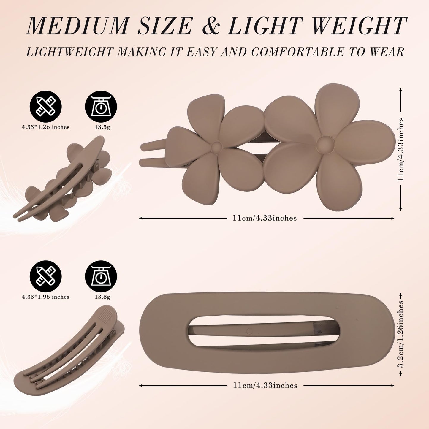 obeoby 8 PCS Flat Hair Clips, Flat Claw Clips 2 Styles Hair Claws for Women Girls Thin Hair