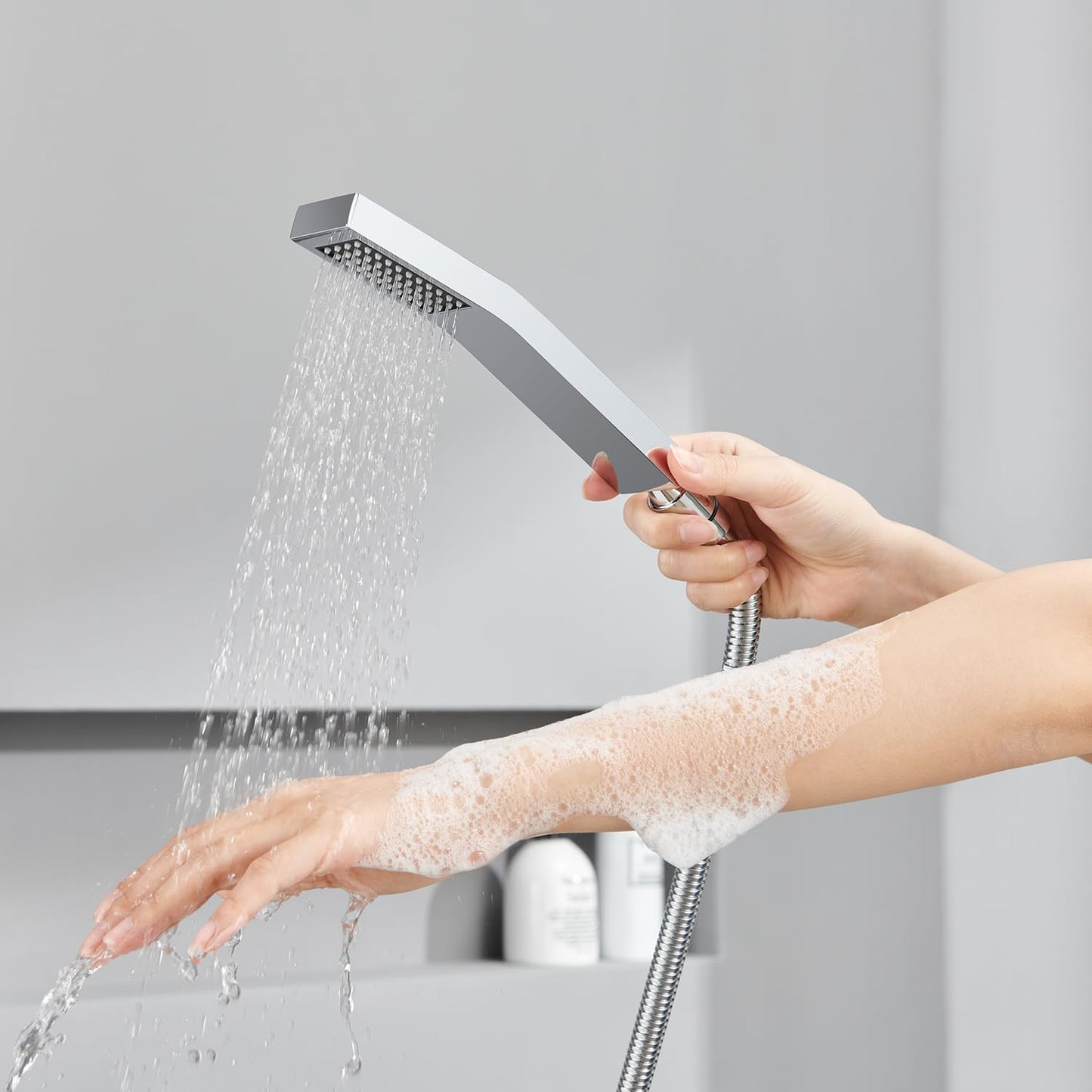 Artiqua Shower System 12 Inches Rain Shower Combo Set Chrome Ceiling Mount Shower Faucet Bathroom Faucets with Rainfall Shower Head and Hand Shower