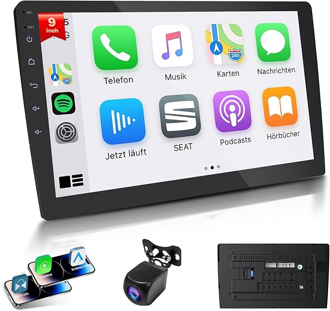 Haudio 9 Inch Double Din Android Car Stereo with Wireless Apple CarPlay & Android Auto - 2GB RAM 64GB ROM, IPS Touchscree...
